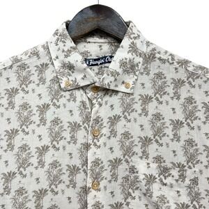 Johnnie-O Men's Size L Khaki Floral Linen/Rayon S/S Button Front "Bradley" Shirt